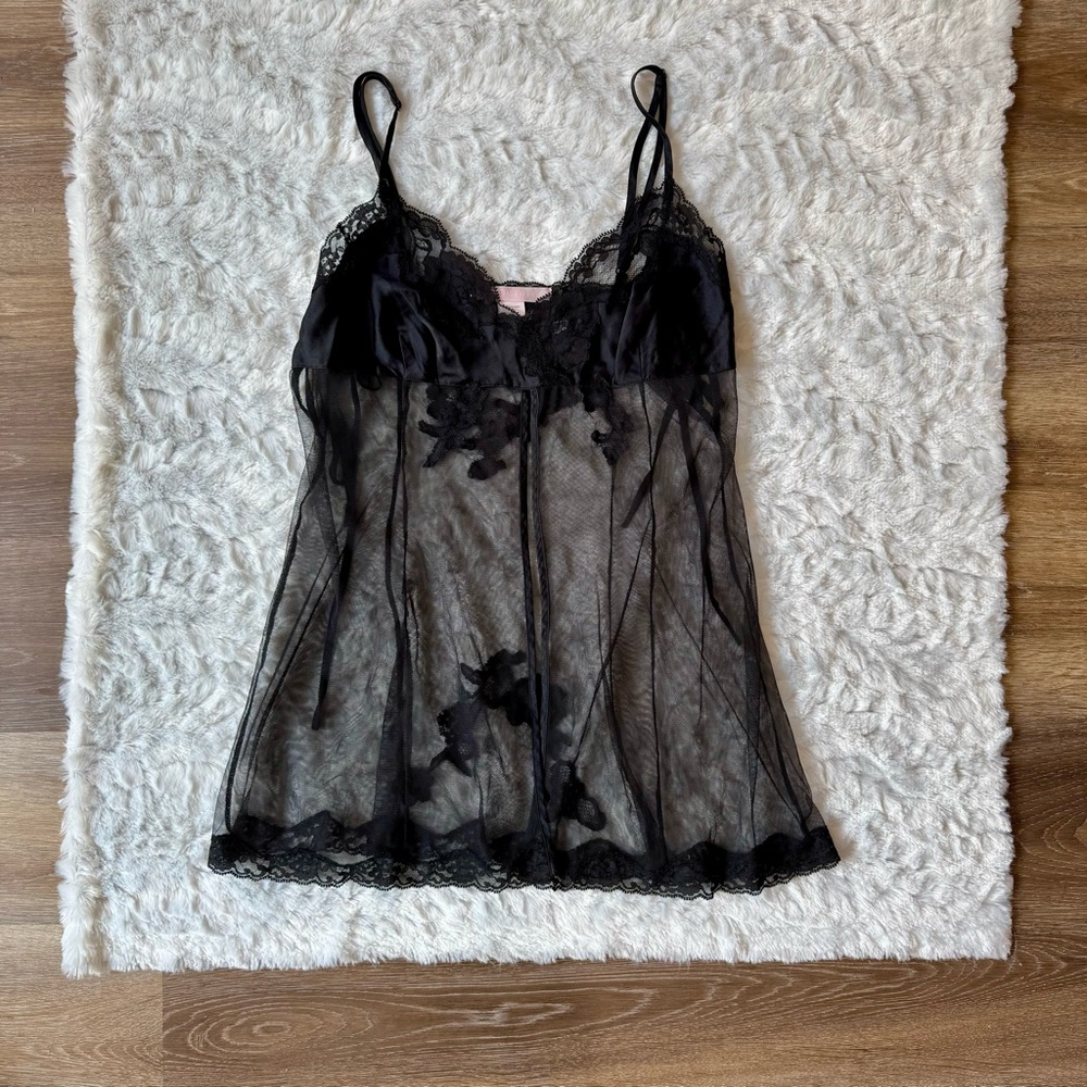 Victoria’s Secret Black Lace Babydoll Lingerie Size Medium